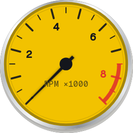Speed yellow dashboard dial